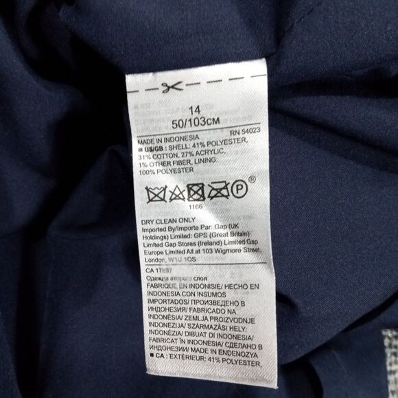 BANANA REPUBLIC Tweed Skirt Navy blue white  Sz 14 Frayed edges Metallic threads - Picture 5 of 9